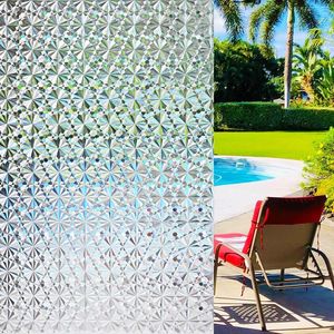 Window Stickers Privacy Film 3D Diamond Pattern Non Adhesive Static Cling Decorative Sticker Heat Control Anti-UV Glass