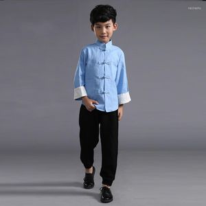 ステージウェアシャツパンツFLAX CHILDRES CHINISH MING COSTUME BOYチュニックスーツキッズタンフォーク男性ハンフダンス89