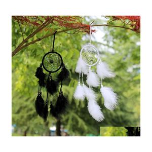 Konst och hantverk Originalitet Studierum Dröm Net Catcher Home Furnishing Wall Hanging Wind Chime Natural Colorf Fluff Feather Handma DHLW7