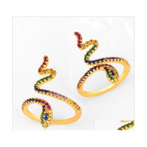 Rings de cluster Creative Creative Colorf Open Anel Ajuste Anel de ouro Brass Micro embutido zirc￣o cobra homens homens est￩ticos j￳ias dr dhfaw