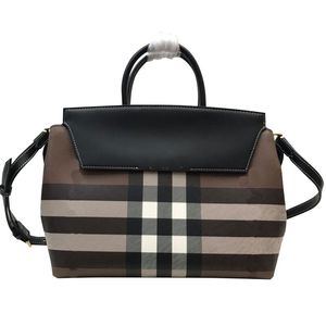 7a Ny kontrollerade Totes Bag axel Messenger väskor tartan handväska guld bokstav spänne kohud äkta läder vanlig avtagbar axel rem pläd crossbody handväska