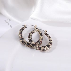 Creolen Punk Große Leopard Gold Farbe Runde Bambus Für Frauen Retro Böhmen Metall Ring Kreis Schmuck Geschenke