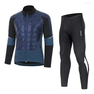 Racing Sets Santic Men Cycling Suit Jackets de inverno Calças de bicicleta de velo de bicicleta quente Roupa de bicicleta esportiva à prova de vento