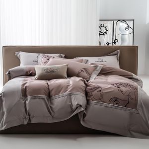 Bedding Sets Modern Art Creative Embroidery Luxury Set Soft 1000TC Egyptian Cotton Duvet Cover Flat/Fitted Bed Sheet Pillowcases