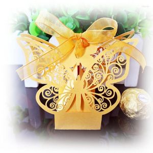Presentförpackning 50st söta godisbox bröllop fjäril dekorationer för väska gåvor gäster gynnar väskor evenemangsfest leveranser