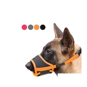 Dog Collars Leashes Muzzle Nylon Soft Antibiting Barking Secure Mesh Breathable Pets Mouth Er For Small Medium Large Dogs 4 Colors Dhfcj