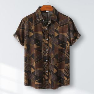 Męskie koszule męskie koszula w stylu vintage geometryczny nadruk kolorowy strzałek letni ubranie męskie