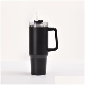 Tumblers 40Oz Stainless Steel Tumbler With Handle Lid St Big Capacity Beer Mug Water Bottle Powder Coating Outdoor Cam Cup Vacuum Dr Dhu38