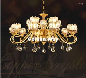 Żyrandole Nowoczesne brązowe K9 Crystal żyrandol Europejski miedziany Lingts Luksusowe mosiężne lampa Luster Luster Lighting