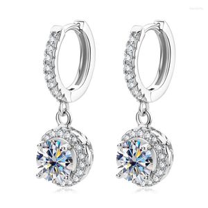 Hoop Earrings 2023 Real Moissanite For Women Girl 6.5mm Dangle Huggie Drop Silver Original Jewelry