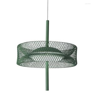 Pendant Lamps Industrial Colorful Macaron Iron Net Lamp For Living Dining Room Restaurant Eye Protect Led Dimmable Interior Lighting