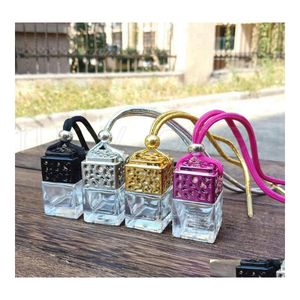 Essential Oils Diffusers Cube Hollow Car Per Bottle Rearview Ornament Hanging Air Freshener Diffuser Fragrance Empty Glass Pendant D Otl0G