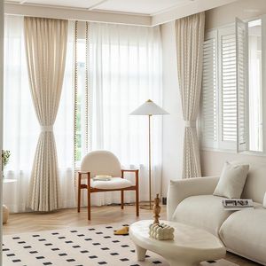 Tenda Tende Crema Stile Francese Per Soggiorno Sala Da Pranzo Camera Da Letto Rilievo Di Lusso Tridimensionale Modello Jacquard Di Alta Precisione