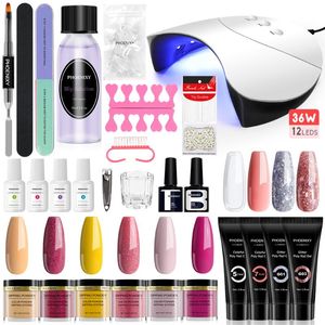 Nail Art Kits Nails Manicure Set Gels For Extension Acrylic Dipping Powder With UV Lamp Starter Tools