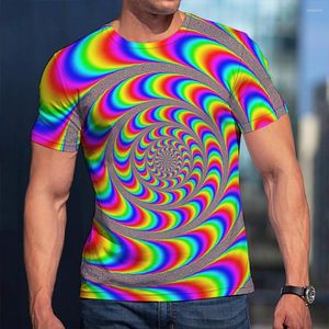 Camisetas para hombres 2023 camisetas estampadas en 3D en gráficos giro mareada ropa colorida techo unisex mangas cortas top casual