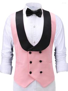 Herrvästar herrdräkt väst dubbelbröst ärmlös jacka mode lapel casual office party waistcoat