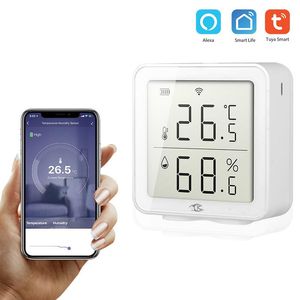 Smart Home Control Tuya WIFI 2.4G Temperature And Humidity Sensor With LCD Display Support Alexa Life APP