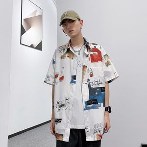 Men's Casual Shirts Men Shirt Plus Size Ethnic Printed Summer Retro Vintage Streetwear Short Sleeves Button Harajuku Blouse Chemise Homme