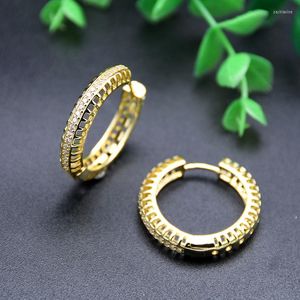 Hoop Earrings Women Desinger Jewelry Inoxidable Gold Plated CZ Paved Big Size Oval For