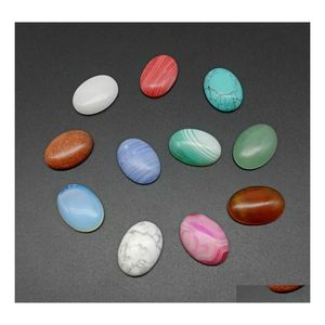 Stone Oval 25X18Mm Natural Crystal Cabochon Loose Beads Opal Rose Quartz Turquoise Stones Face Healing Necklace Ring Earrrings Jewel Dhoe3