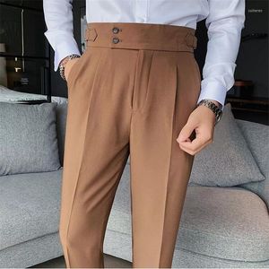 Men's Suits 2023 Style Autumn Solid High Waist Trousers Men Formal Pants Quality Slim Fit Business Casual Suit Hommes