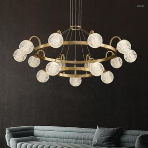 Chandeliers ODYSEN Modern ART DECO Copper Chandelier Creative Glass Ball Living Room Bedroom Decoration Lighting Fixture Round Dining Table