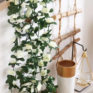 Decorative Flowers Artificial Rose Vine Autumn Peony Fake Silk Flower Garland Wedding Home Garden Decoration Christmas Plants Arch Craft