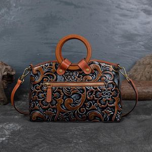 Abendtaschen für Damen, einzigartig, geprägtes Blumen-Rindsleder, langlebig, Designer-Handtaschen im Retro-Tragestil, Umhängetasche, Schultertasche, täglich