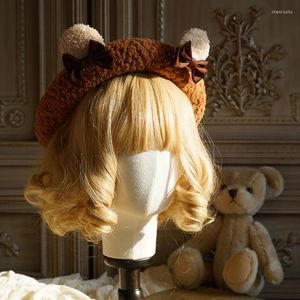 Boinas originais urso boina boina cordeiro cashmere lolita cocar