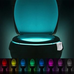 LED 8 Color Toilet Decorative Light Waterproof Motion Sensor Bathroom Night Light with Replaceable Battery IP65 for Restroom