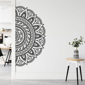 Adesivos de parede metade de adesivo de mandala decalque decorto bohemian decoração para estúdio de estúdio home henna design c888