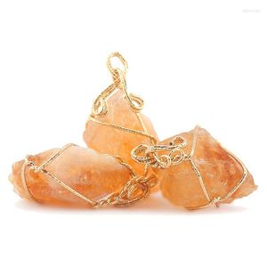 Pendant Necklaces Come Yellow Quartz Crystals Gold-color Charm Natural Precious Stone Necklace Positive Ranging Energy Crystal