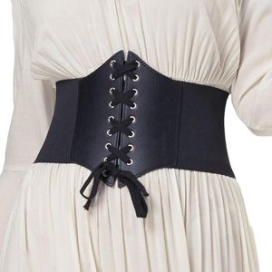 Cinture Moda Donna Fascino Corsetto largo Cintura con lacci Cinturino in pelle PU Elastico elasticizzato Cintura in vita