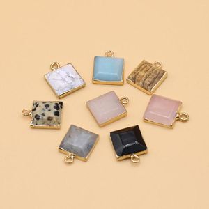 ペンダントネックレス天然石の正方形の形状宝石の絶妙な宝石のための魅力的な魅力DIYブティックブレスレットネックレスアクセサリーギフト