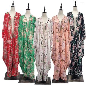 Ubranie etniczne Abaya Dubai Kaftan Islam Long Batwing Floral Cardigan Muzułmańska sukienka hidżabu Abayas dla kobiet Jilbab Caftan Turecki Islamski