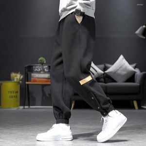 Erkek pantolon koşu moda düz renk peluş astarlı çizilmiş sıradan eşofmanlar ayak bileği uzunluğu termal pantolon