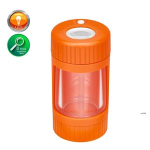 Acessórios fumando jar com luz e moedor de armazenamento transparente led garrafas de esconderijo para kit de tabaco de cigarro ot5xw