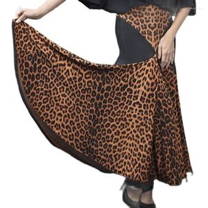 Stage Wear Ballroom Skirt Dance Flamenco Costumes Practice Waltz Standard Women Leopard Black