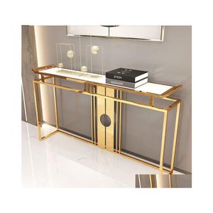Living Room Furniture Chinesestyle Luxury Stainless Steel Marble Porch Table Club El Side View Console Cabinet Drop Delivery Home Gar Dhirp