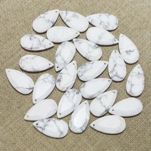 Pendant Necklaces Natural Stone White Turquoise Faceted Water Drop Shape Necklace Loose Bead Jewelry Making DIY Bracelets Accessories 8Pcs