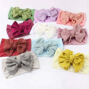 Hair Accessories Cute Big Bowknot Baby Girls Headband Soft Solid Color Born Infant Hairband Turban