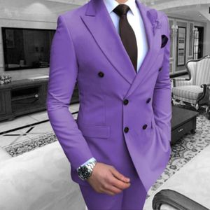 Erkek Suit 2023 Mor Suit Erkekler Resmi İnce Damat Smokin Düğün Prom Partisi Elbise Klasik