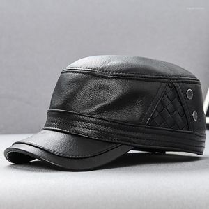 Boinas H3512 Homem de couro Visor Hat masculino Outdoor Casual Casual Top Capfe -de -inho Capas de alta qualidade Lágueiro coreano outono Capas de inverno