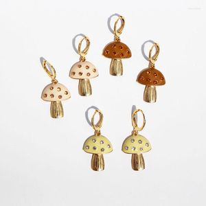 Hoop Earrings GSOLD Summer Cute Drip Glaze Crystal Small Mushroom Sweet Cool Simple Metal Earring Dailylife Jewelry For Girl Ladies