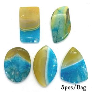 Pendant Necklaces 5 Pieces / Bag Natural Stone Yellow Blue Agate Necklace 30x48mm Power Charm Jewelry DIY For Women