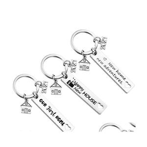 Key Rings Stainless Steel Letter Engrave For Men Women Keychain Trinket Car Keyrings Jewelry Drop Delivery Otcse