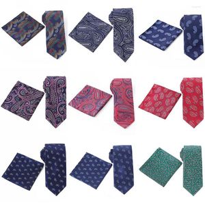 Bow Ties Tailor Smith Paisley Tie And Handchief Set 7.5cm Necktie Pocket Square Fashion Microfiber Suit Handky
