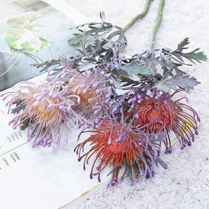 Dekorativa blommor konstgjorda korta gren krabba klor 2 gaffel pincushion jularland diy vas för dekoration hem bröllop falsk plantering