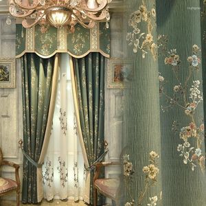 Curtain European Top Green High Quality Jacquard Villa Curtains For Living Room Luxury 3D Bedroom Tulle#4