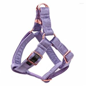 Dog Collars Light Purple Velvet Harness Basic Leash Adjustable Buckle Cotton Fabric For Or Cat
